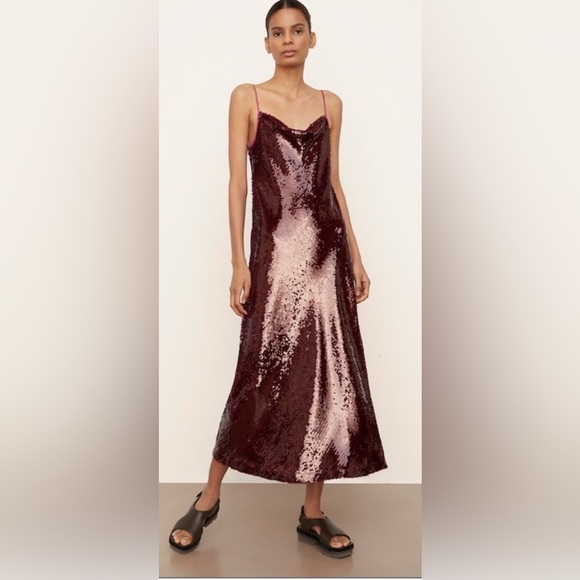 NWOT Vince Sequin Spaghetti Strap Dress in Garnet Size M